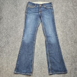 Ariat REAL Jeans Womens 30L Blue Denim Arrow Mr Boot Flare Stretch Distressed